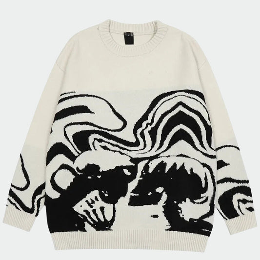 NAT Streetwear Skeleton Romance Loose Sweater